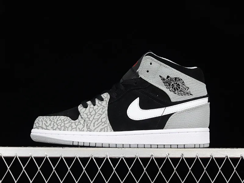 All categories Air Jordan Jordan series basketball shoes Air Jordan 1 Mid Air Jordan 1 Mid "Elephant Toe" AJ1 Joe 1 black and gray crackle pattern DM1200-016